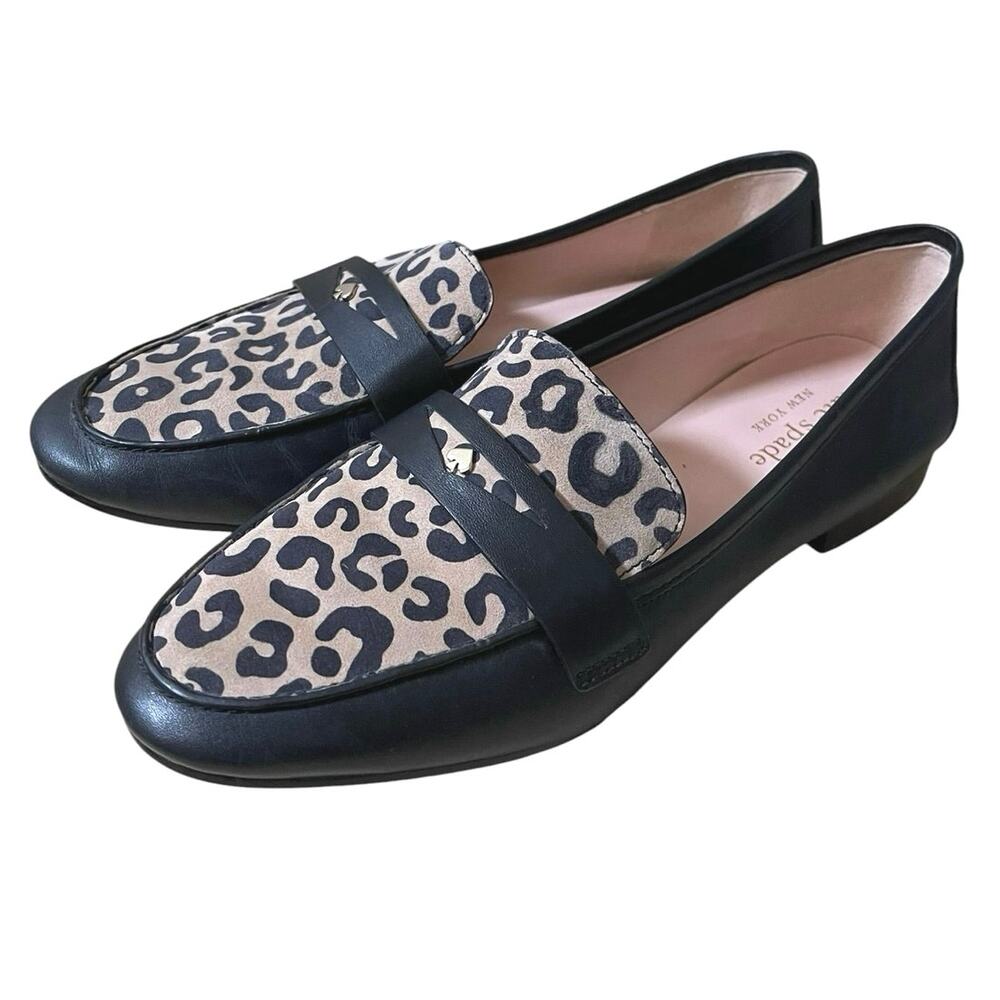 Kate Spade Size 8 Crista Leopard Penny Loafers Preppy Chic Animal Print Flats - Picture 5 of 11